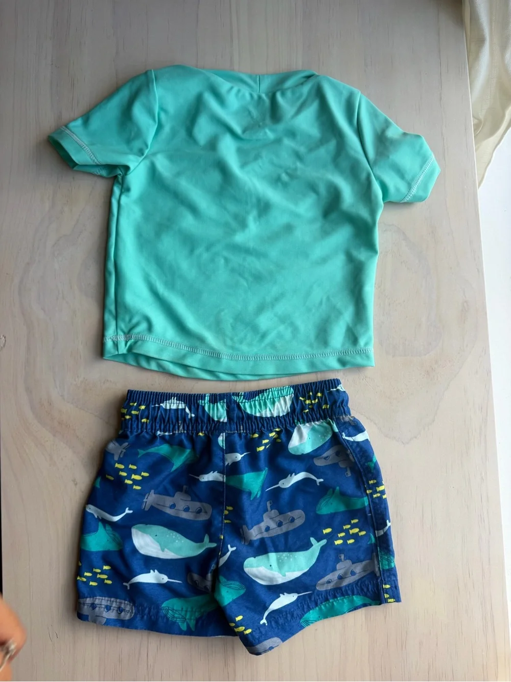 Carters Whale Swim Set - Mint Top & Navy Shorts